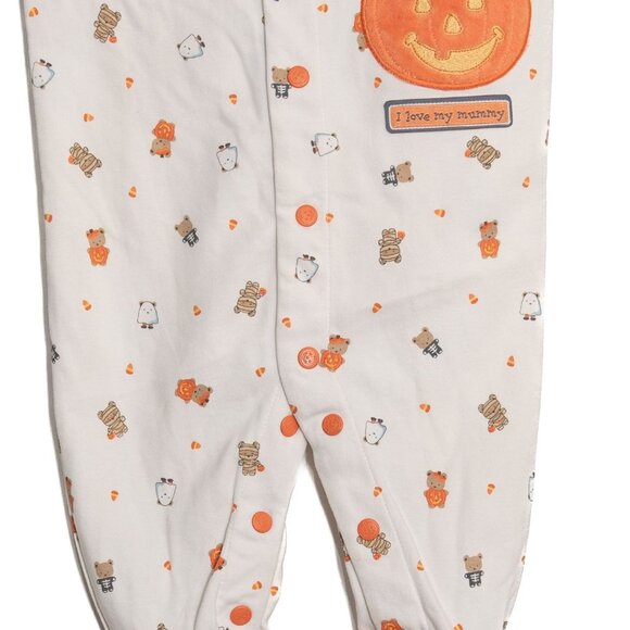 Halloween-Themed Baby Onesie Pajamas Size 6M By Carters White & Orange Cotton - Picture 4 of 8